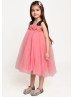 Square Neck Pink Tulle 3D Flowers Sweet Flower Girl Dress